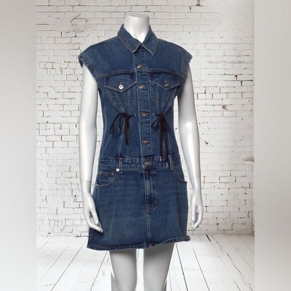 Proenza Schouler Short Sleeve Denim Dress - Picture 1 of 6